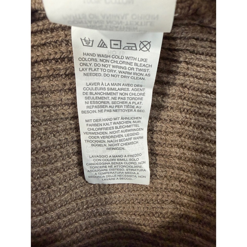 J.Crew Woodsman Ribbed Knit Sweater Men M Leather Shoulder Patches Brown EUC - Picture 5 of 10